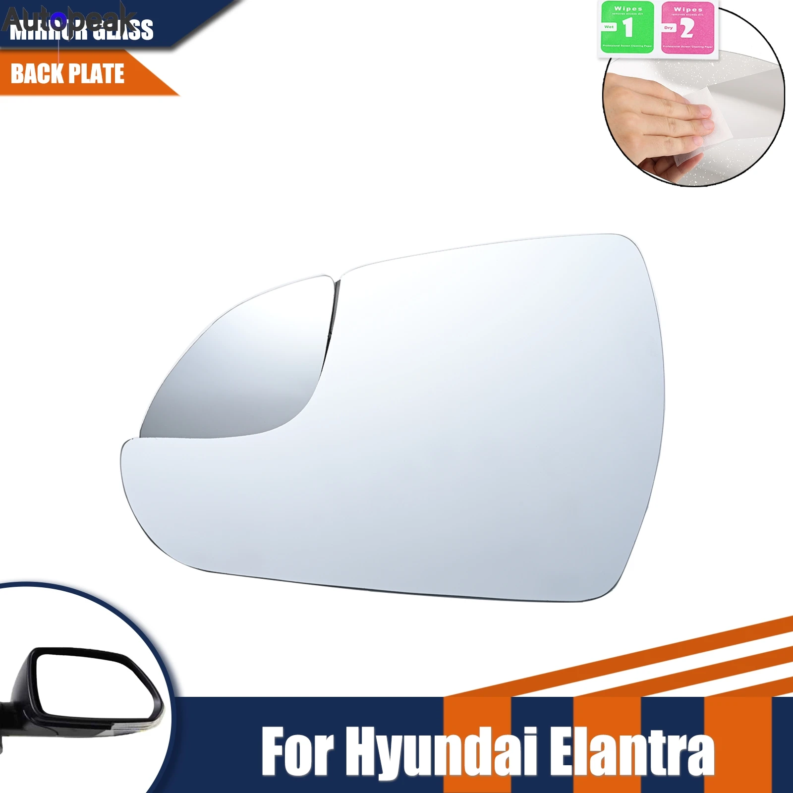 

For Hyundai Elantra 2017-2020 1X Left Wide Angle Mirror Rearview Mirror Lens Assessory Heated Waterproof Anti Glare Large Vision