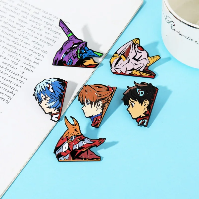 

Neon Cute Genesis Classic Evangelion Cartoon Brooch Personalized High-End Fixed Decoration Versatile Scarf Buckle for Clothing