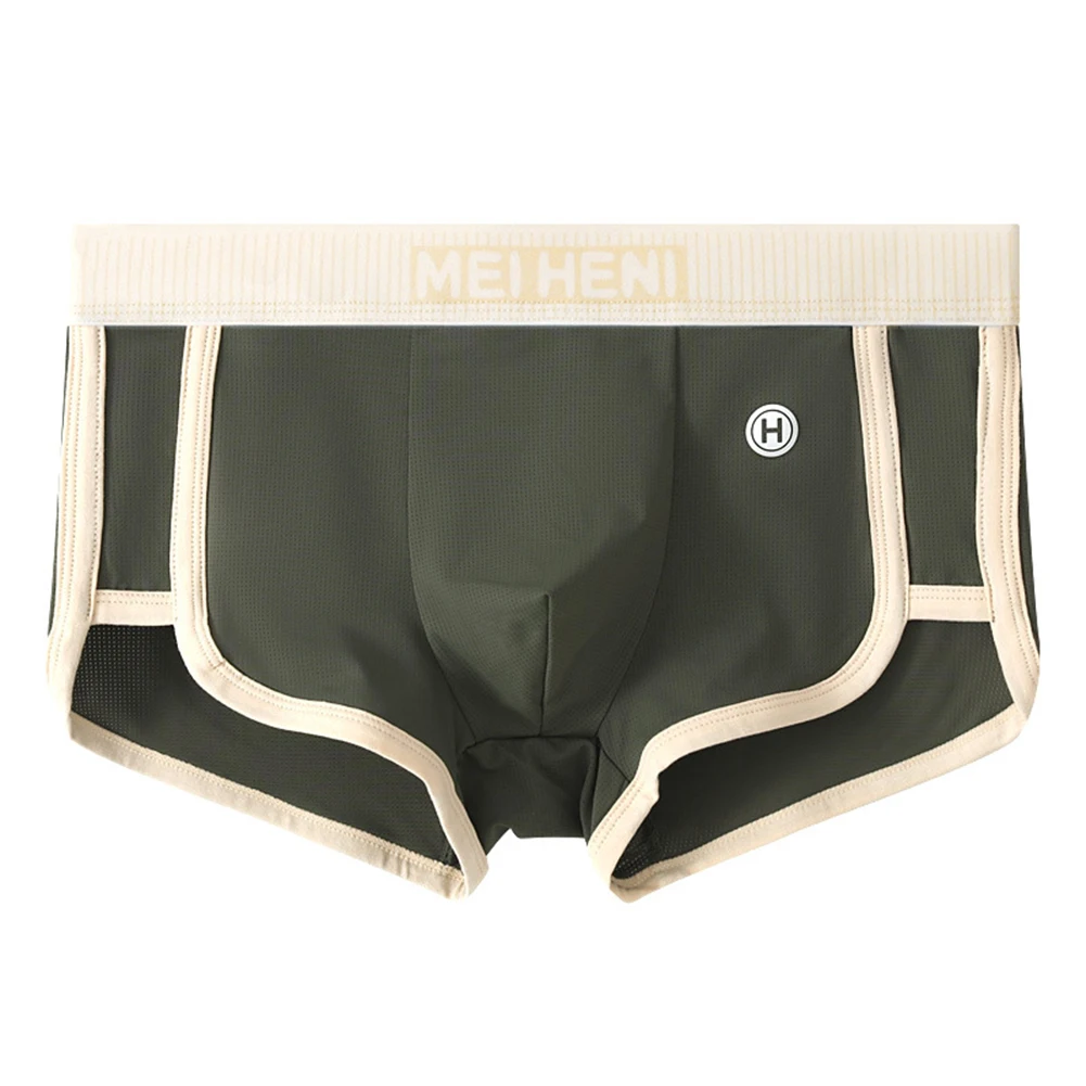 Mesh Men's Boxer Shorts Trunks Underpants Breathable Ice Silk Fabric Featuring U Convex Pouch for Supportive Fit