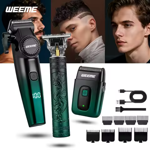 USB Charging Hair Clipper Trimmer Shaver 3-in-1 Set with Guide Combs, Home Haircut Kit for Men, Gift Idea