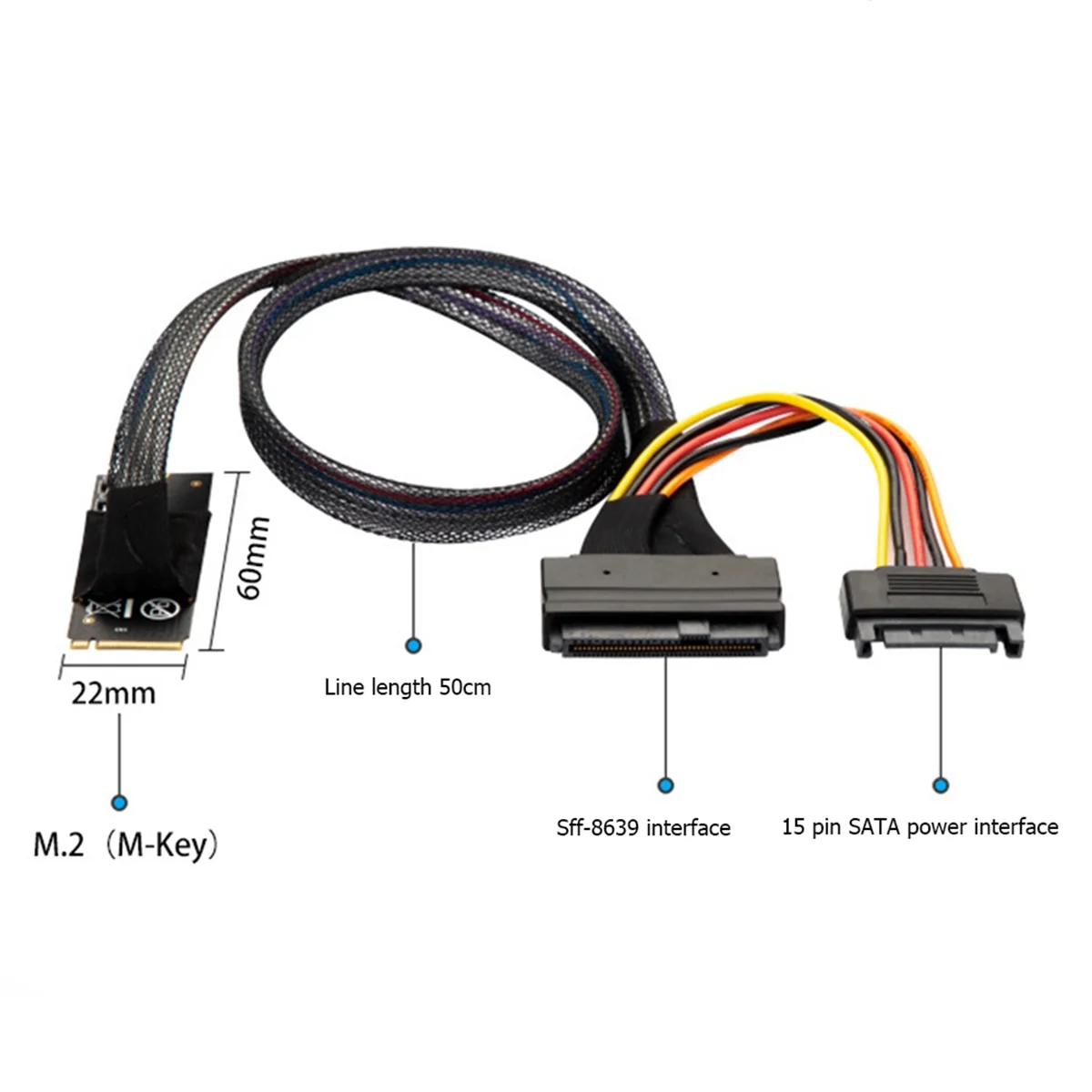 

T81C! Кабель-адаптер M2TO8639 M.2 M-Key на U.2 SFF-8639 с 15-контактным разъемом SATA (женский)