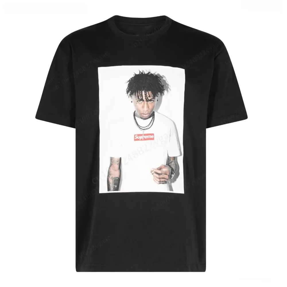 Super large face graphic T-shirt summer light luxury brand pure cotton men's and women's pure cotton short-sleeved T-shirt