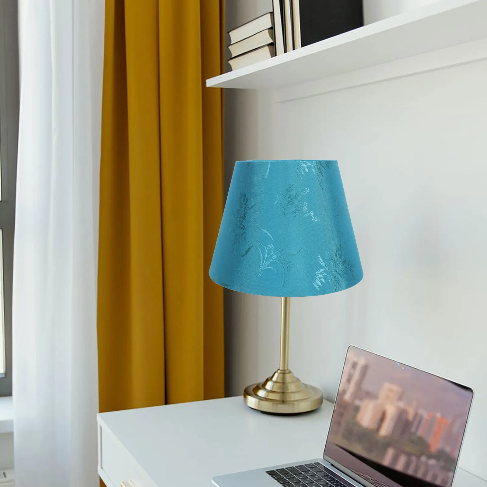 

Jacquard Lampshade Tan Cloth Light Cover Vintage Fabric Metal Decorative Home Bedroom Durable Premium Material Sturdy Hardware