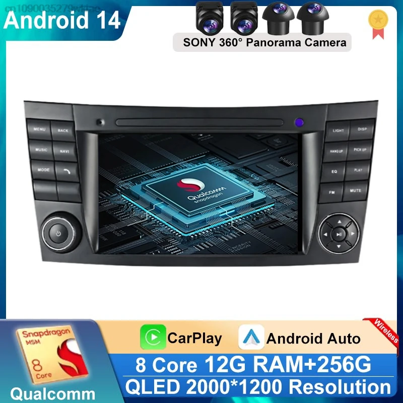 For Mercedes Benz E-class W211 E200 E220 E300 E350 E240 E270 E280 CLS CLASS W219 Android 14 Car Stereo Unit Multimedia carplay