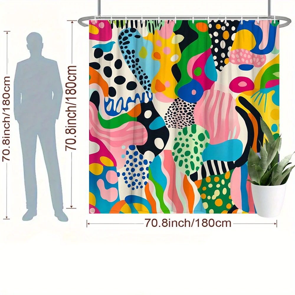 colorful abstract art shower curtain for bathroom waterproof moisture proof privacy protection modern design polyester fabric