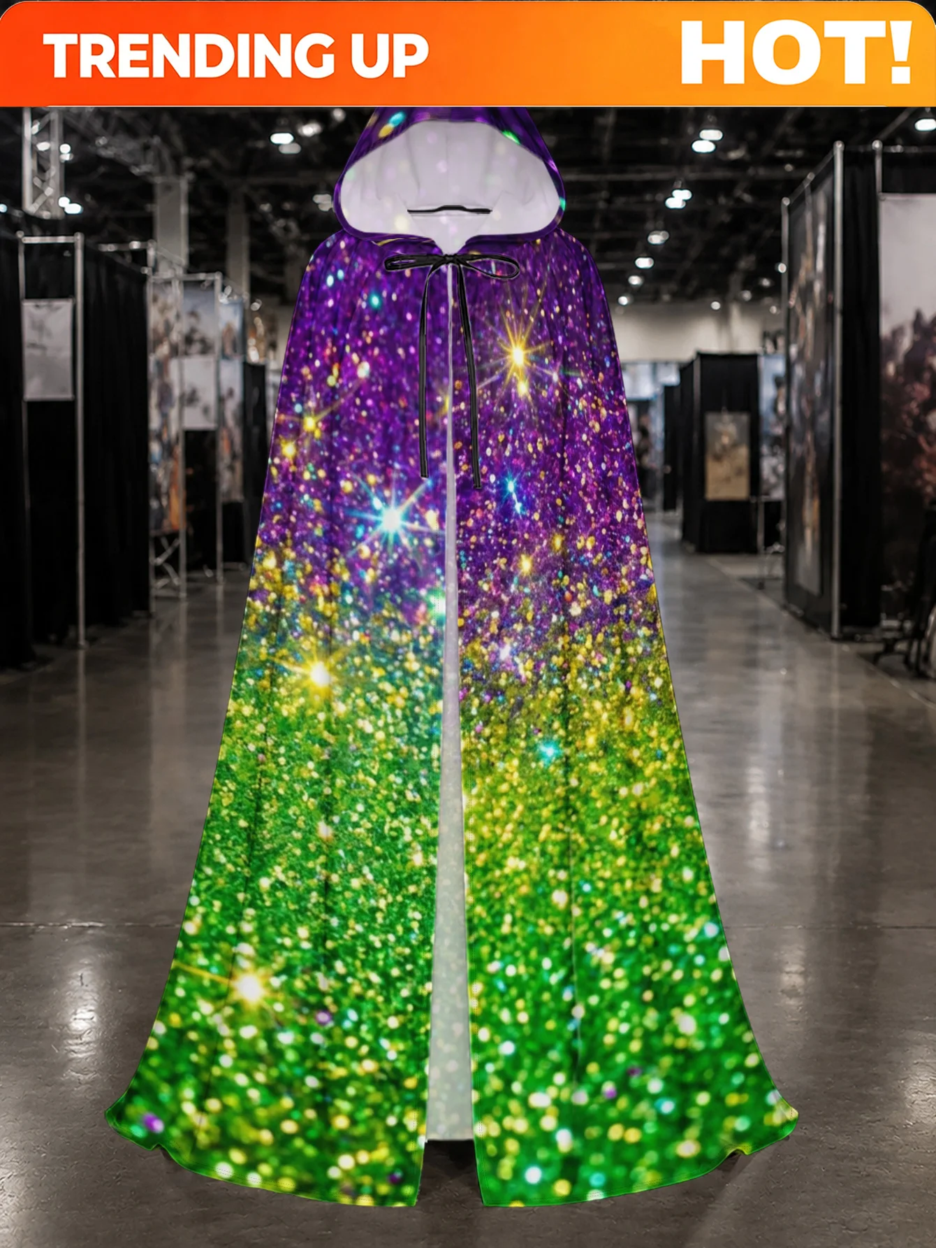 Customization 1pc 1pcs Hooded Witch Robe Costume Cape With Mardi Gras Glitter Le For Men & Women - Stretchable Loose-Fit Wizard