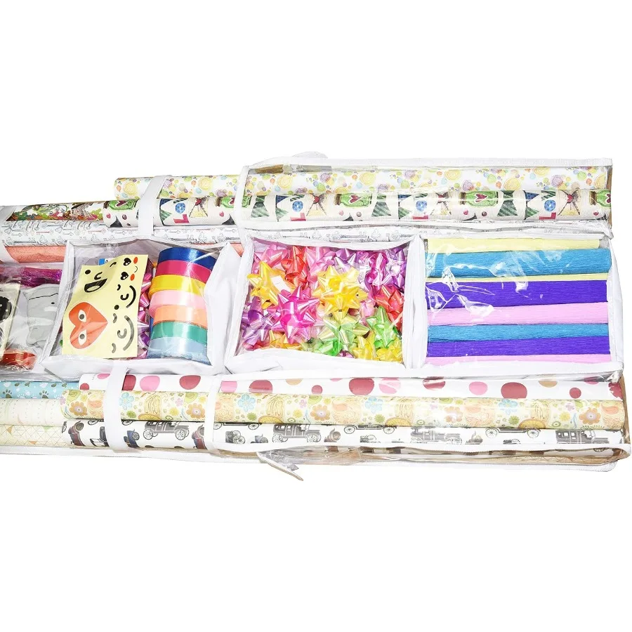 منظم تغليف الهدايا المعلق على الوجهين لتخزين لفات ورق التغليف الكبيرة مقاس 16 × 41 ومقاوم للتمزق وموفر للمساحة #6