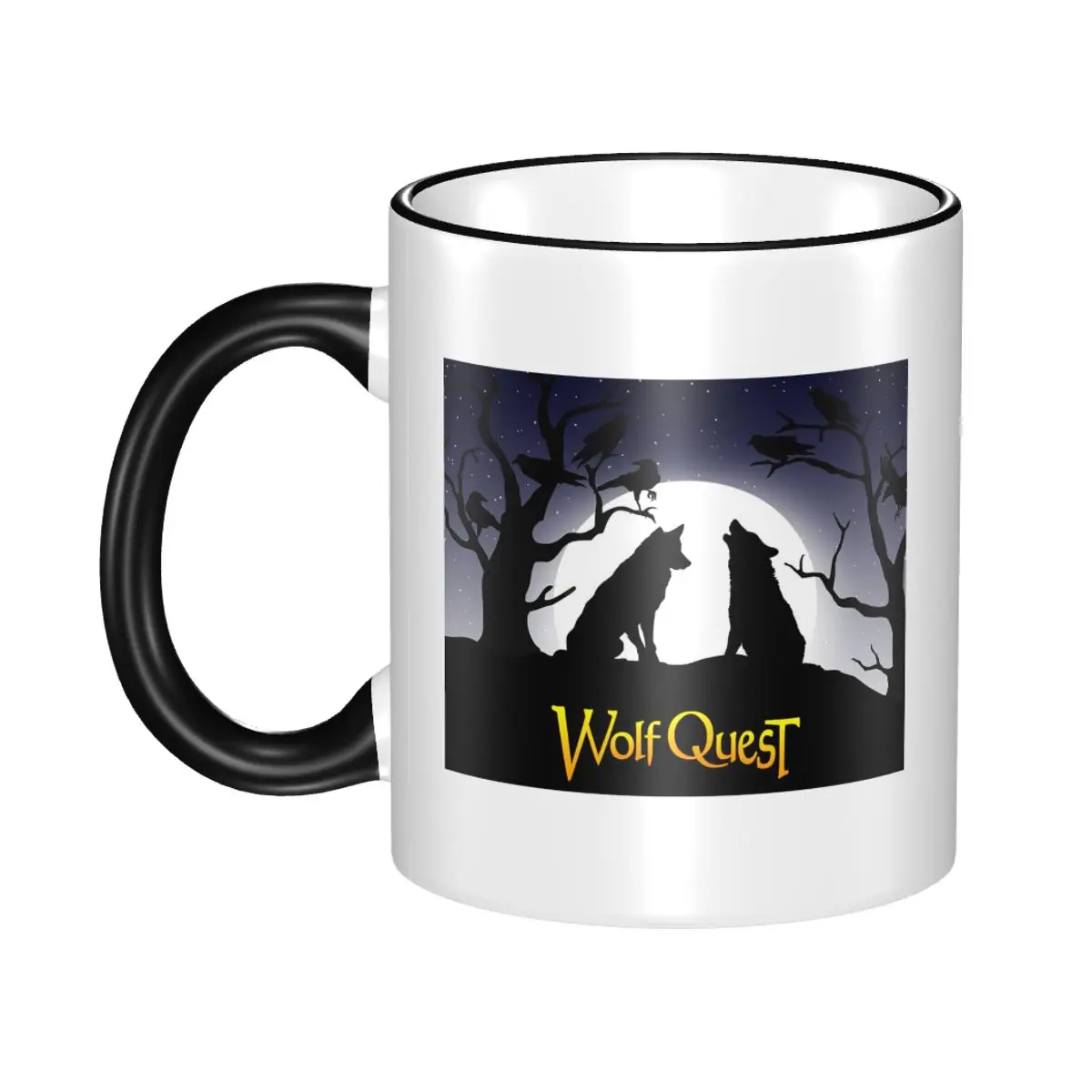 Full Moon Wolves & Ravens - WolfQuest Dream Mug Funny Ceramic Coffee Cups Tea Mugs Milk Cup Drinkware Gifts for Friends
