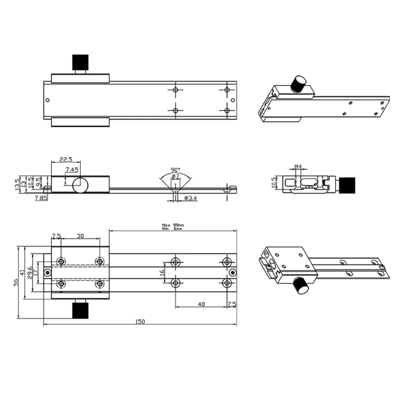 Laser Head Focusing Metal Fixed Mounting Bracket, Engraving Machine Laser Head Z axis Slide way Lifting Adjustable Screw Module