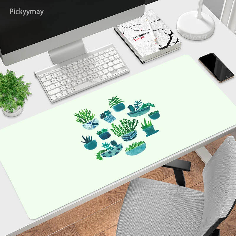 Tapis de souris motif plante de dessin animé, accessoire de bureau, XXL, pour Gamer, ordinateur de bureau