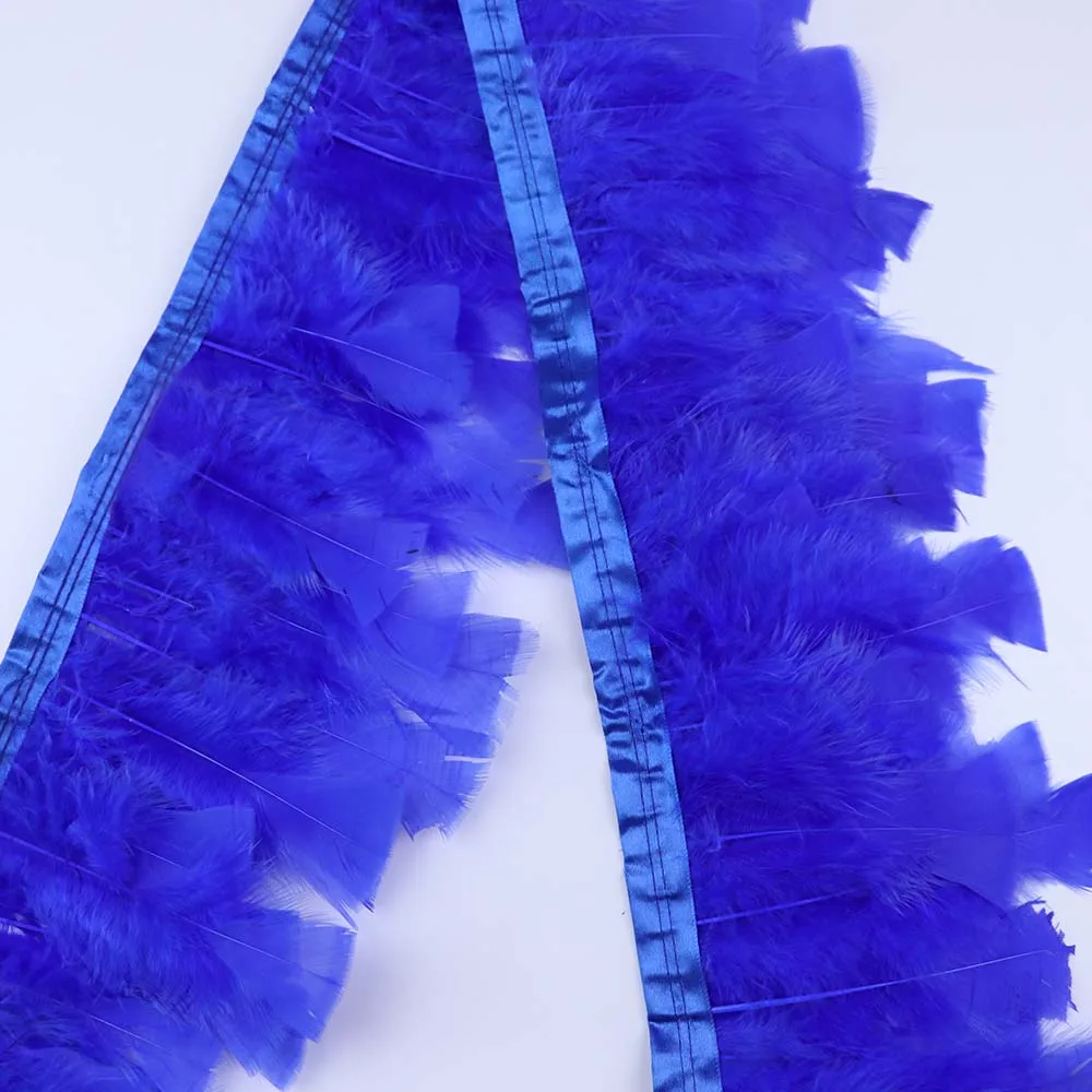 Long Fluffy Marabou Turkey Feathers Trimming 10-15CM Plumes Stitched on Ribbon Fringe For Dress Decorative Border Trim 12color