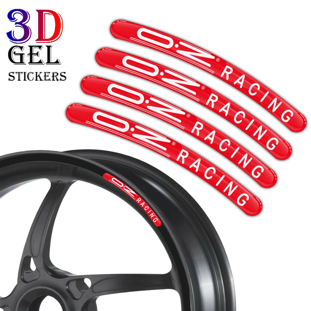 8PCS OZ Racing 3D Gel Reflective Motorcycle Car Wheel Hub Rim Strip Decal Decor 16 17 18 21 inch Wheel For Honda BMW Vespa KTM