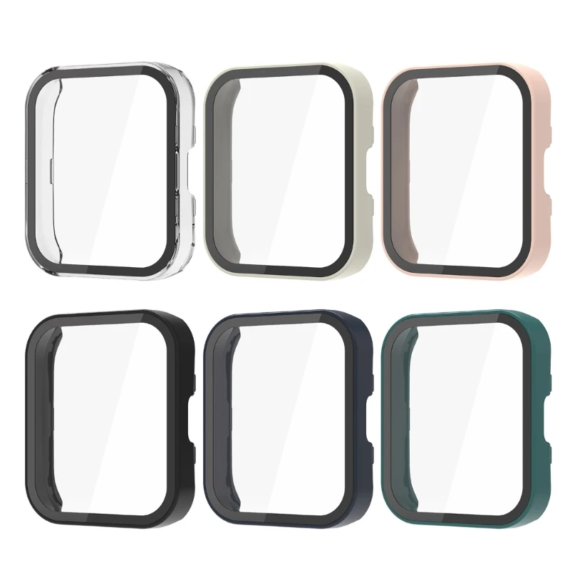 9H 強化ガラスフィルム + ケーススクリーンプロテクターフルカバレッジカバーアンチスクラッチフレームシェル時計ハウジング Bip 5 に適合