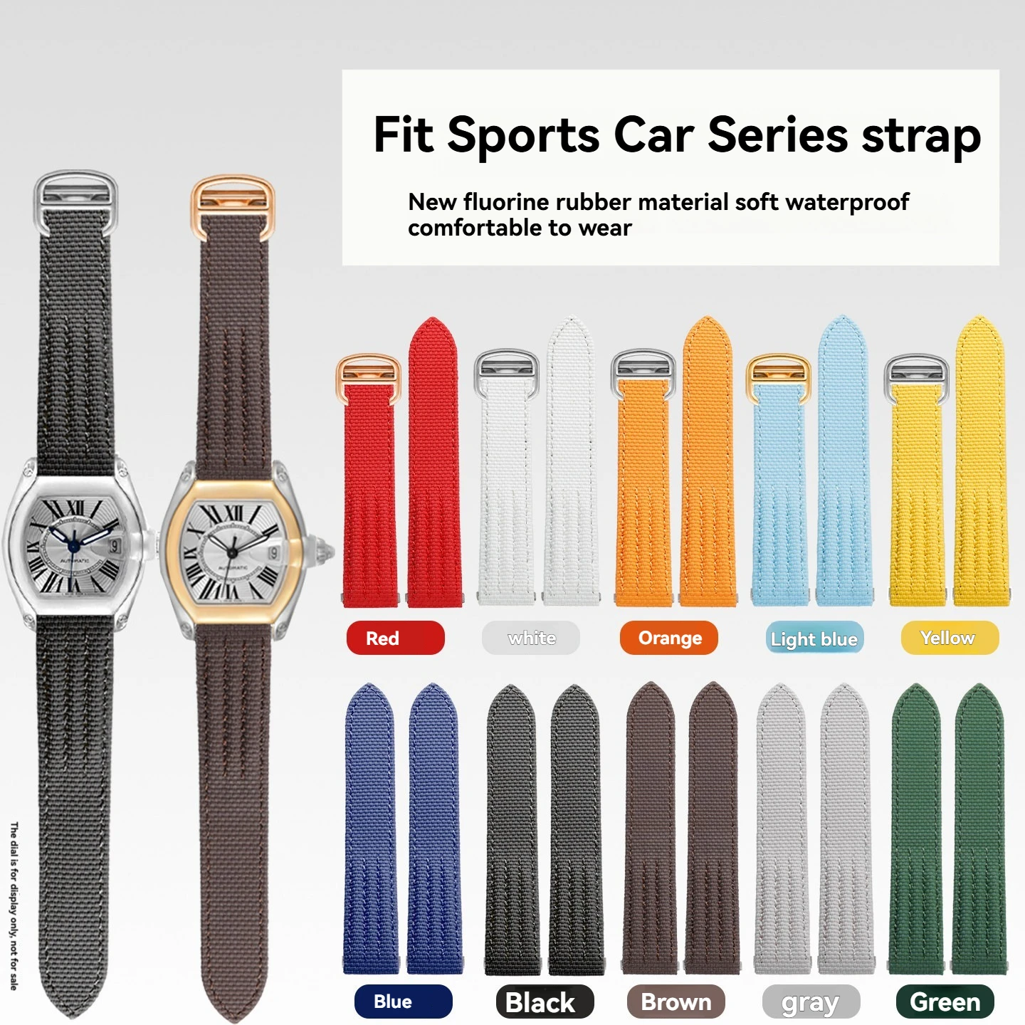 For Cartier Roadster W6206018 W6206017 W62032X6 FKM Rubber Watch Strap Quick Release fluororubber Folding clasp band 19mm 20mm