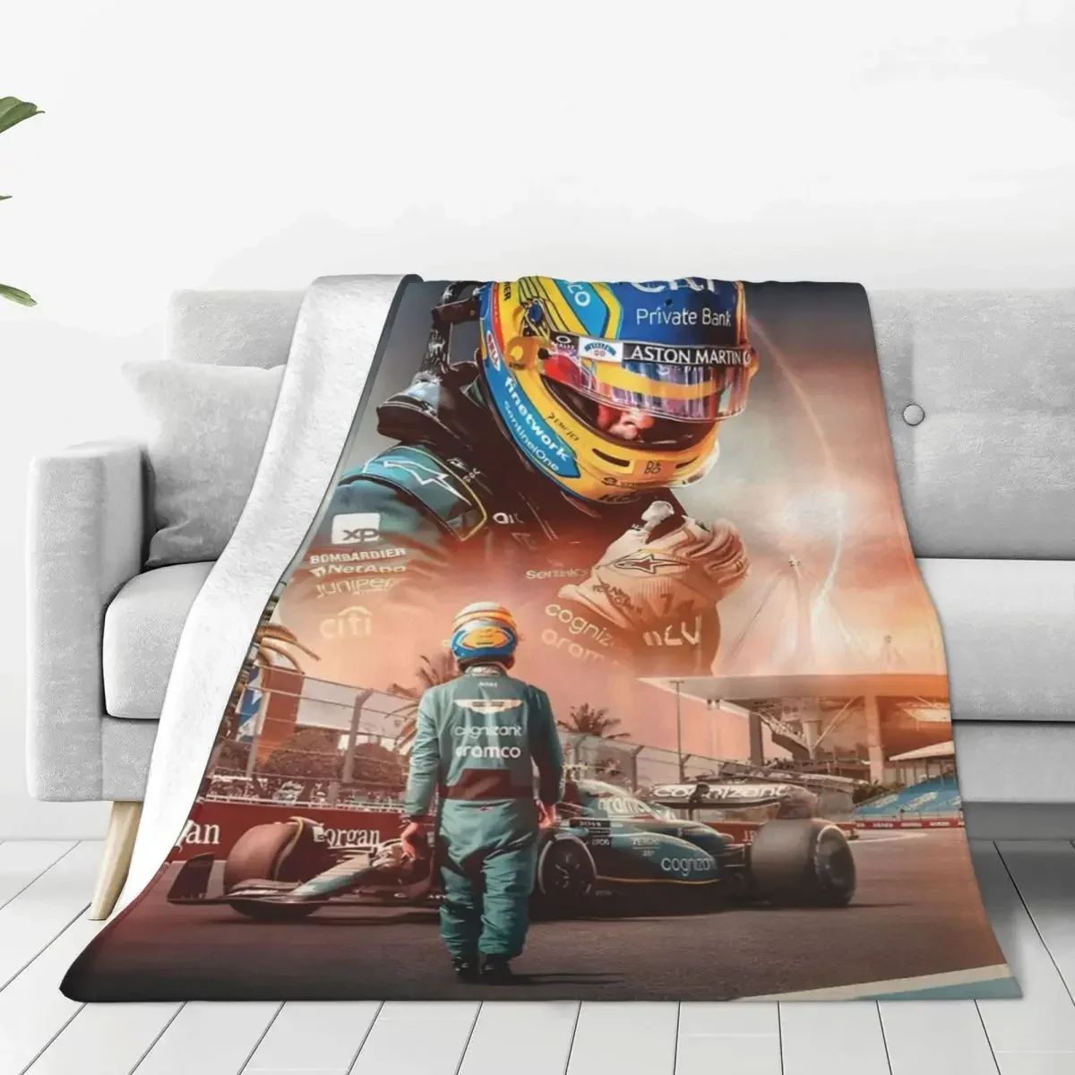 Fernando Alonso Racing Driver Blanket Flannel Printed Multifunction Super Warm Throw Blanket for Bed Car Bedspread  blankets