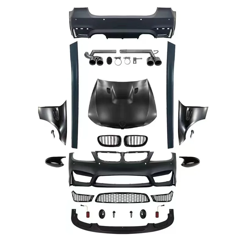 

Body Kit for BMWs 3 Series E90, Modified M4 Bumper, Hood, Fender, and Tailpipe