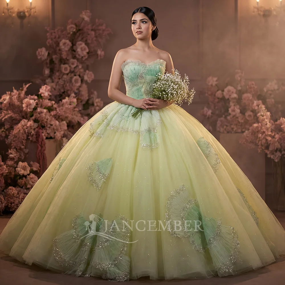 

Princess Sweet 16 Quinceañera Dresses Sleeveless Beaded Crystals Pearls Vestido De 15 Anos Mexi Custom Ball Gown Customized