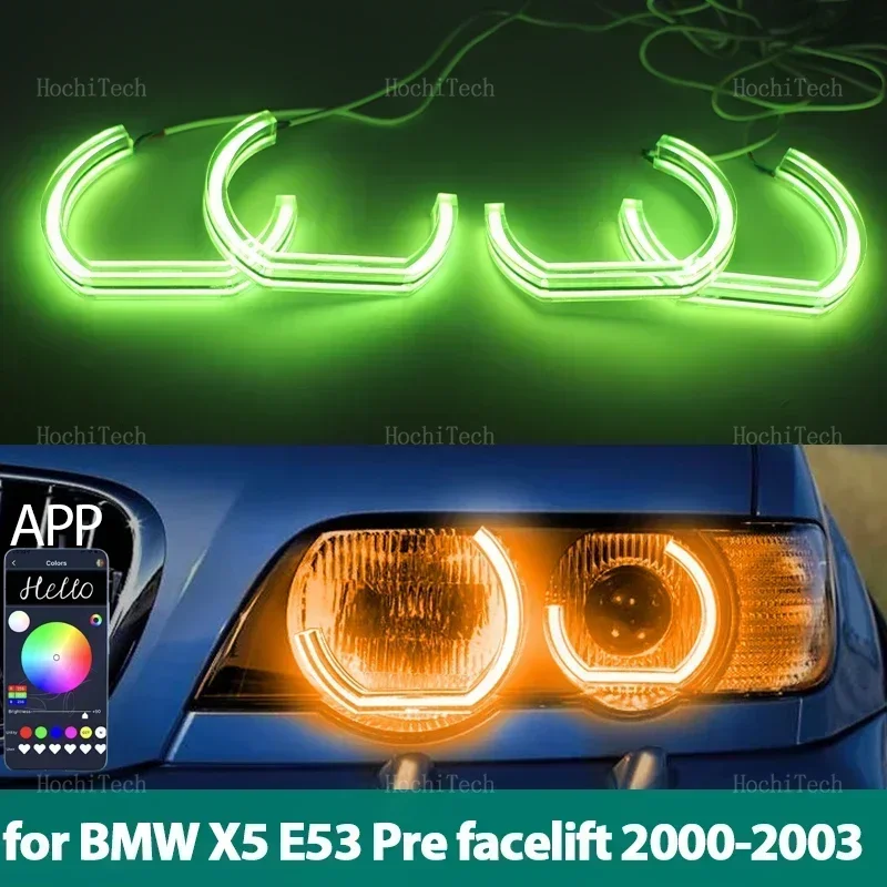 DTM Car-styling Multi-colored RGB App Control LED Rings Daytime Running Lights for BMW X5 E53 Pre-facelift 2000 2001 2002 2003