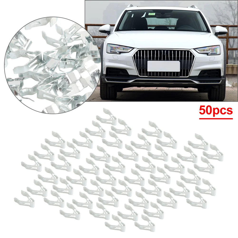 

Крепежи для приборной панели, зажимы, молдинг, фиксатор, отделка, 50 шт., для самолетов, грузовиков, автомобилей, автобусов, поезда, углеродистая сталь, серебристый