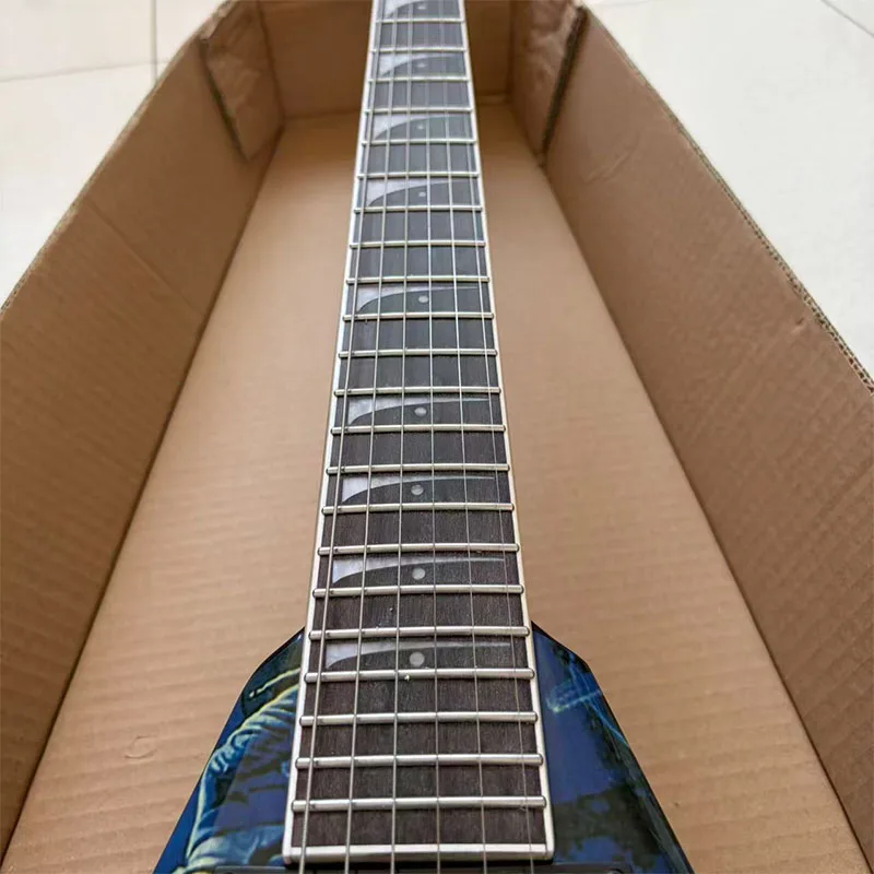 Local Warehouse 6‑String Painted Electric Guitar, Dual‑Humbucker Pickups, Rock Style, for Band Performances, Right‑Handed Model, Holiday Gift, Free Shipping