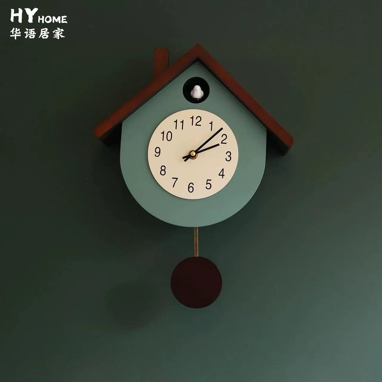 Solid Wood Cuckoo Clock Wall  Living Room Clock Wall Nordic High-end Creative Bird Cooing Swing Clock