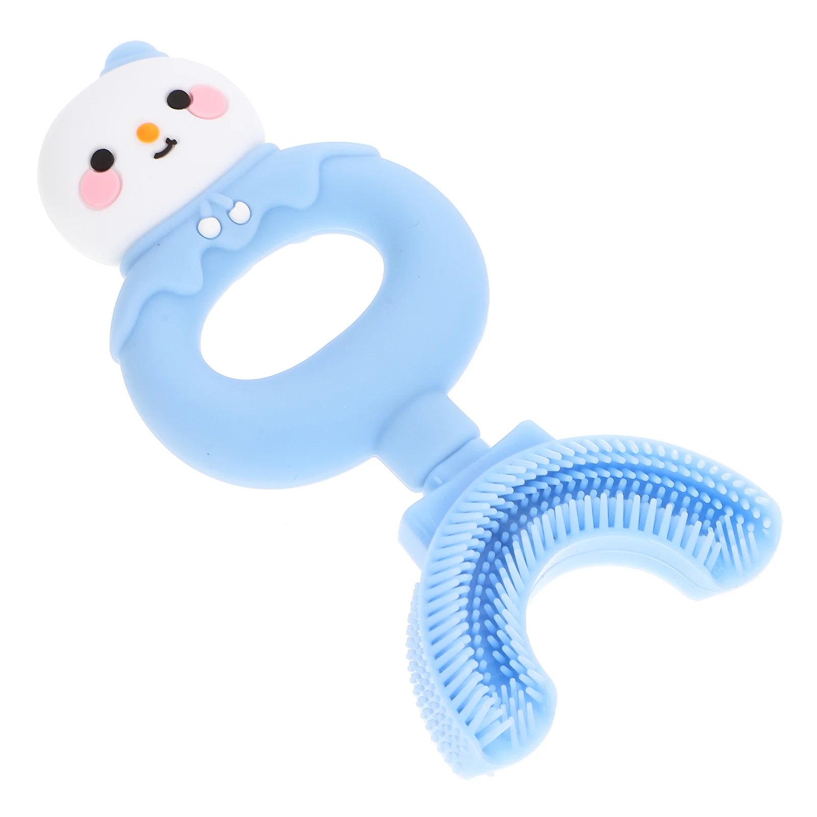 فرشاة أسنان للأطفال الصغار من السيليكون على شكل حرف U من كارتون ثلج، منظف أسنان يدوي ناعم للأطفال، قبضة مريحة، مستلزمات تنظيف الفم #6