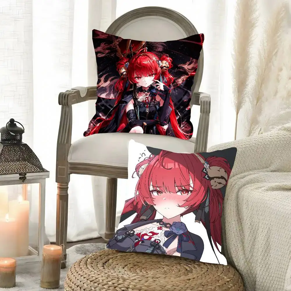 Suoming Anime Wuthering Waves Pillow Case Fashion Square Pillowcase Bedroom Sofa Room Ins Decoration Leisure