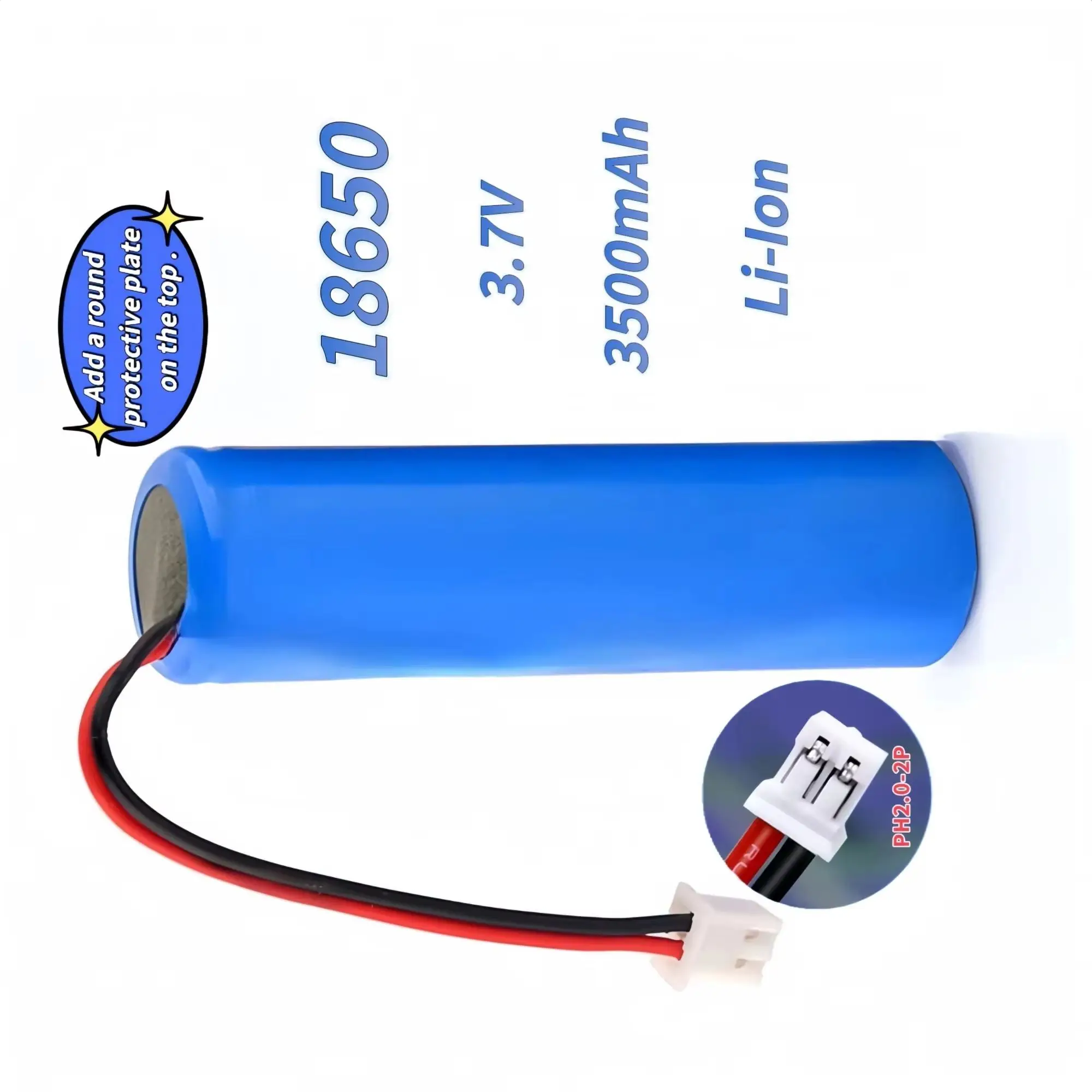 

8PCS 18650 Rechargeable Lithium Battery 3.7V 3500mAh with SM/PH2.0/XH2.54/JST Plug for LED light strip Bluetooth speaker Audio