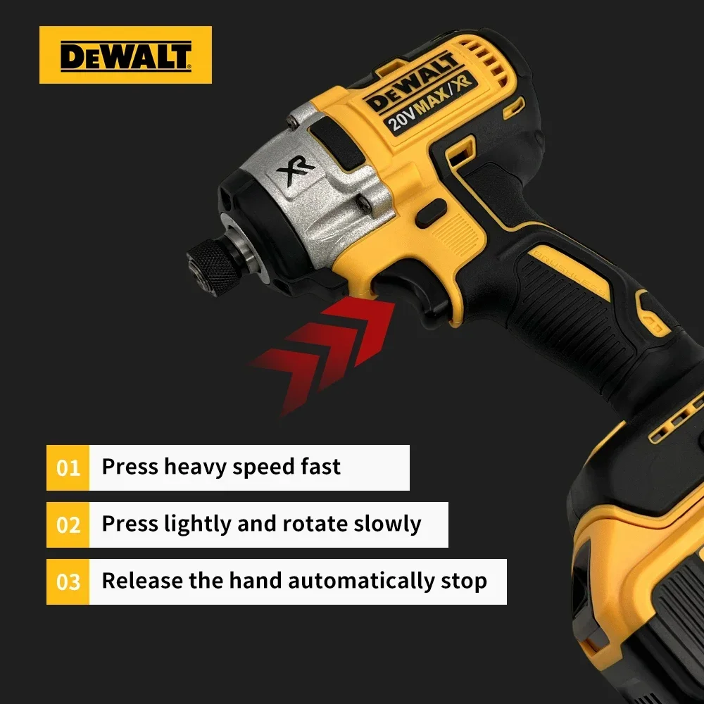 DEobcut-Perceuse électrique sans fil DCF887, moteur sans balais, outils électriques à couple élevé, batterie Lin-ion 20V, 1/4 pouces, 205NM