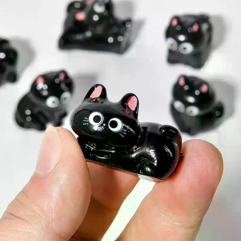 1/6 قطعة لطيف هريرة سطح المكتب غرفة ديكور تمثال مصغر الكرتون القط الأسود المشهد الصغير الراتنج الحلي للديكور المنزل