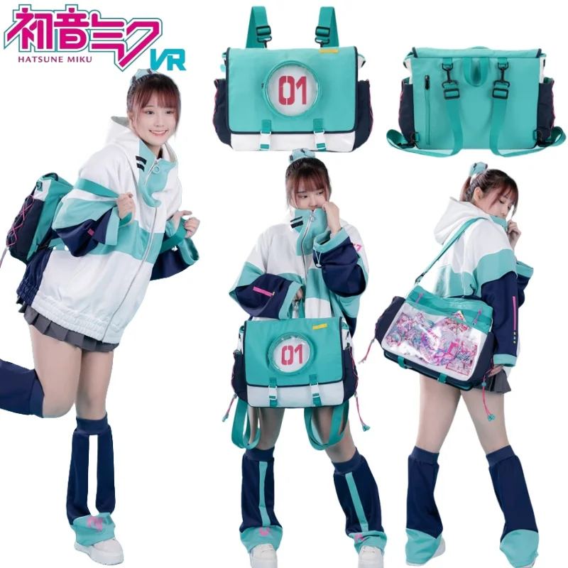 

New Hatsune Miku Backpack Cartoon Hatsune Miku Itabag Large Capacity Badge Storage Holiday Gifts Anime Peripherals Commute