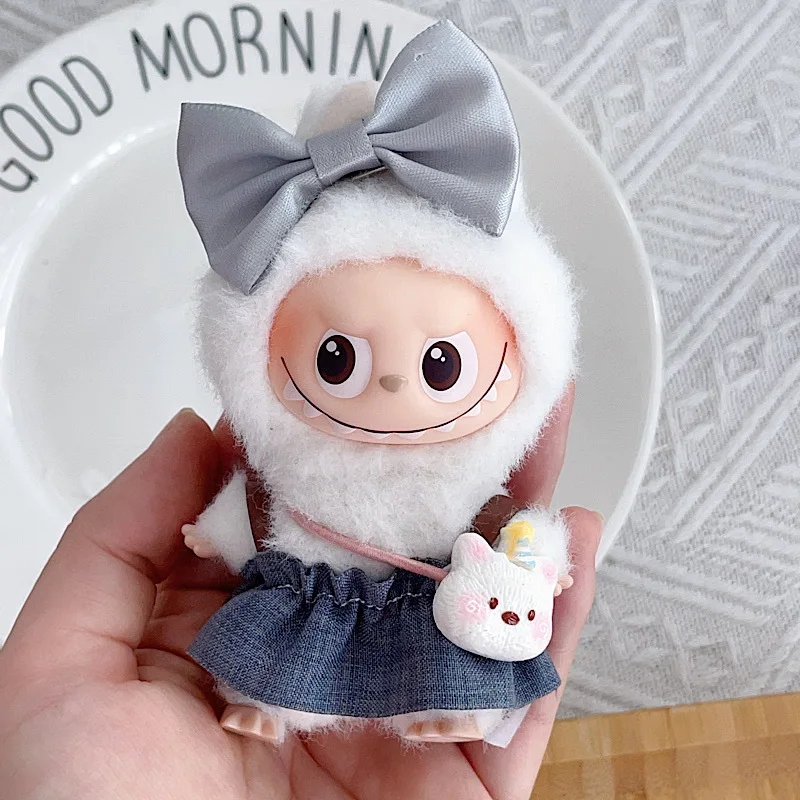 Vêtements de poupée pour Mini LABUBU 10cm, robe de Style élégant, robe de princesse douce avec nœud, accessoire pour cheveux, petit sac mignon, nouvelle collection 4.0