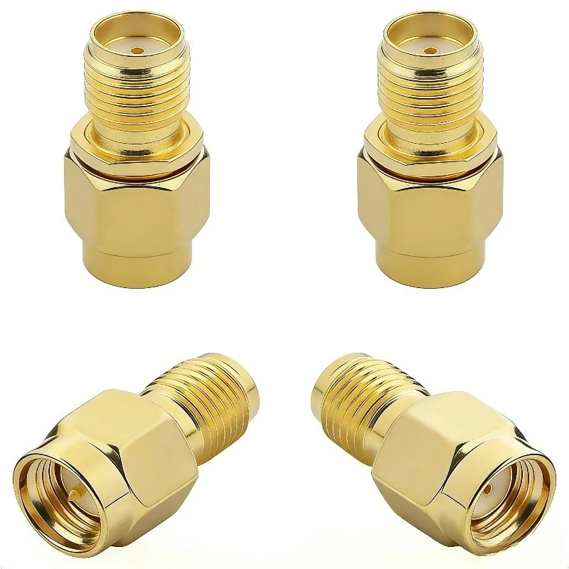 SMA to RP-SMA Adapter SMA Male to RP-SMA Female RF Coaxial Connector Reverse Polarity Gold Plated Brass 50 Ohm