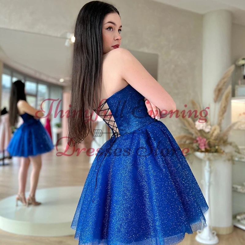 Thinyfull Formele Mini Prom Avondjurken Sweetheart Korte Glitter Tule Feestjurk Vrouwen Nacht Cocktail Prom Jassen Aangepast