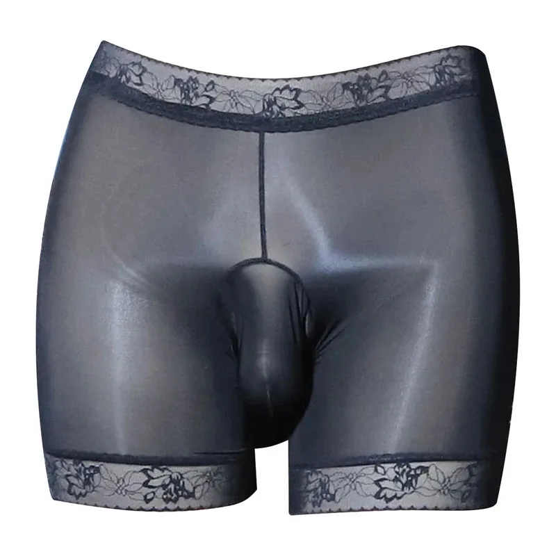 

Mens Boxer Shorts Sissy Translucent Bulge Pouch Panties Glossy Stretchy Underwear Bikini Brief Sissy Transvestite Loungewear