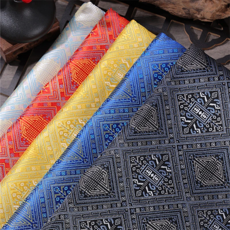 

1M Chinese Style Woven Jacquard Fabric Tibetan Robe Decor Satin Fabric For Diy Sewing Cushion Ancient Costume Mongolian Robe