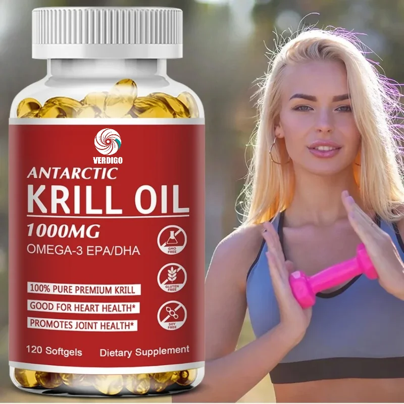 Antarctic Krill Oil Capsules OMEGA-3 and EPA/DHA with Astaxanthin Supplement for Joint, Brain, Heart Health