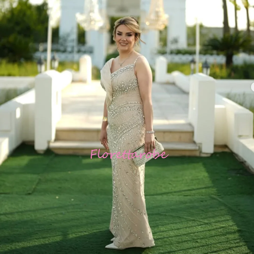 Customized Luxury Beads  Mermaid Mother of the Bride Dress For Women Spaghetti Straps Plus Size Wedding Guest Gown  robes de soi