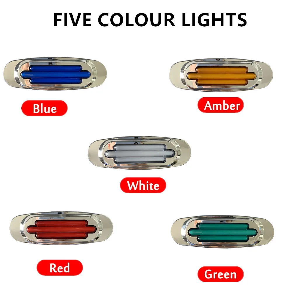 2PCS 16LED Side Marker Light 24V Indicator Warning Light Outline Lamp Electroplate 12V Marker Lights Amber / Red /Green/ Blue