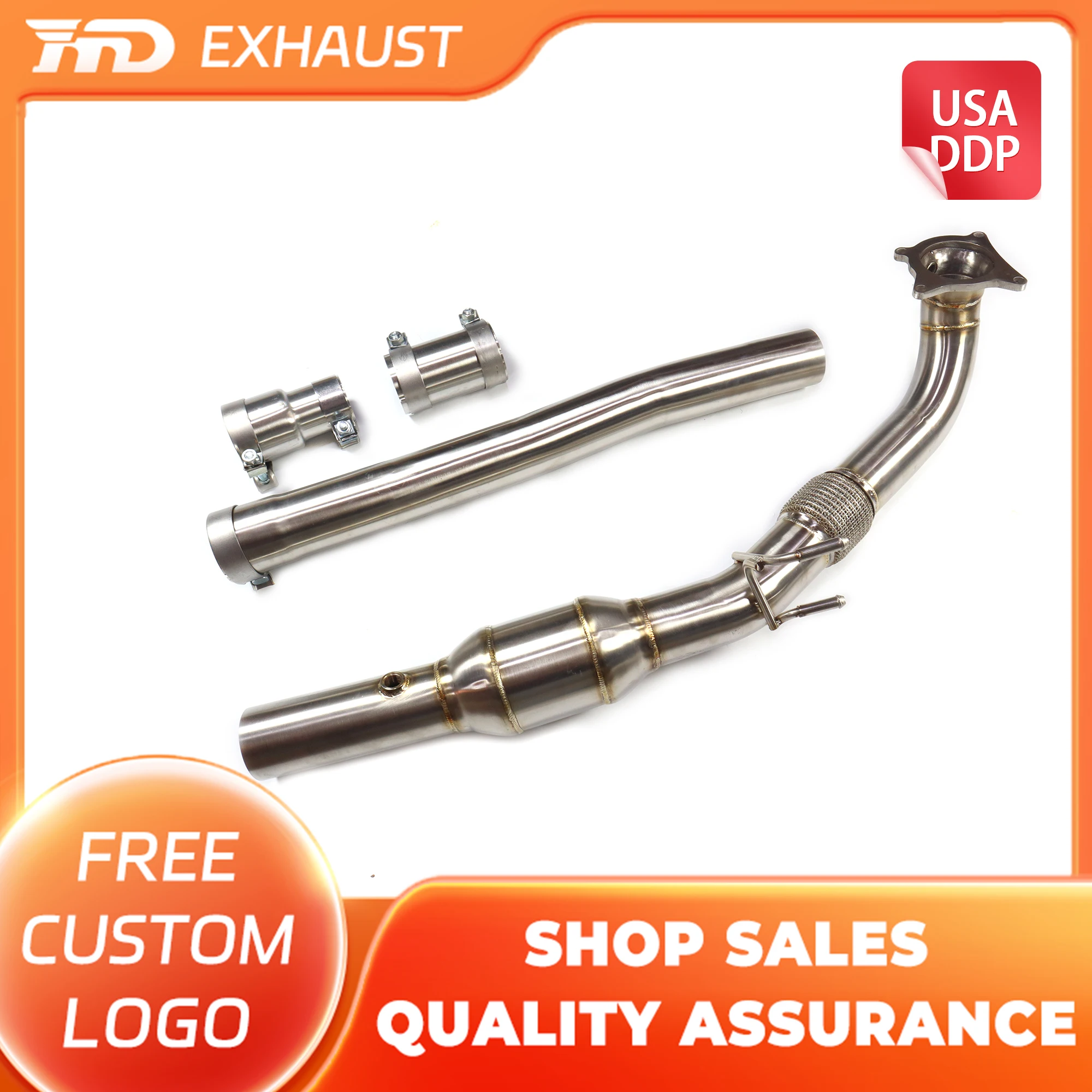 

HMD Hot Sales Stainless Steel Downpipe for Audi TT TTS 8J With Catalysis Auto Parts Without Heat Shield