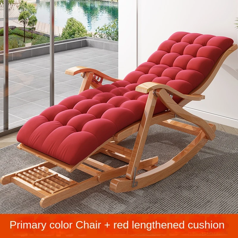 Bamboo adults Folding Rocking chair balcony Relax reclining chair Living room Armchair Sun lounger Chair bed Design ergonomic