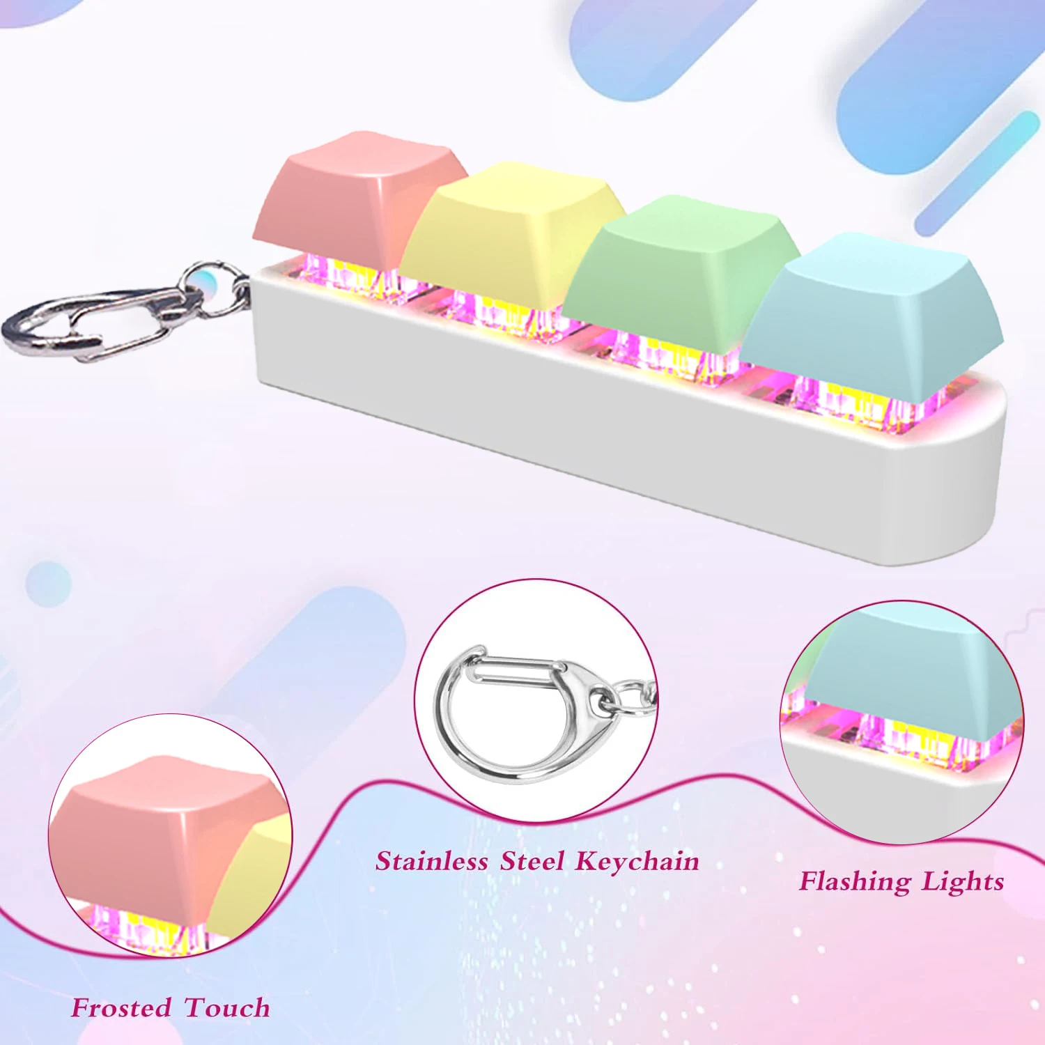 Keychain LED Lamp Keyboard Key Toy 키보드 키캡 Colorful Light Party Stress Relief Fidget Button Keycap Toys Finger Keyboard Caps Toy