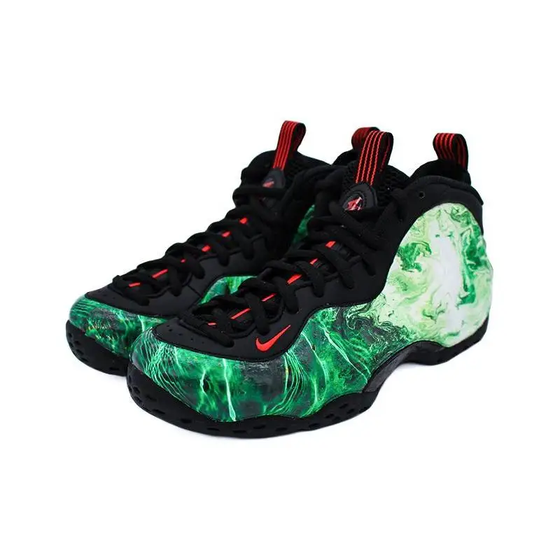 Nike Foamposite One-Chaussures de Basket Vintage pour Homme, Baskets Mi-hautes Blanches/Vertes, Personnalisées, 314996-014