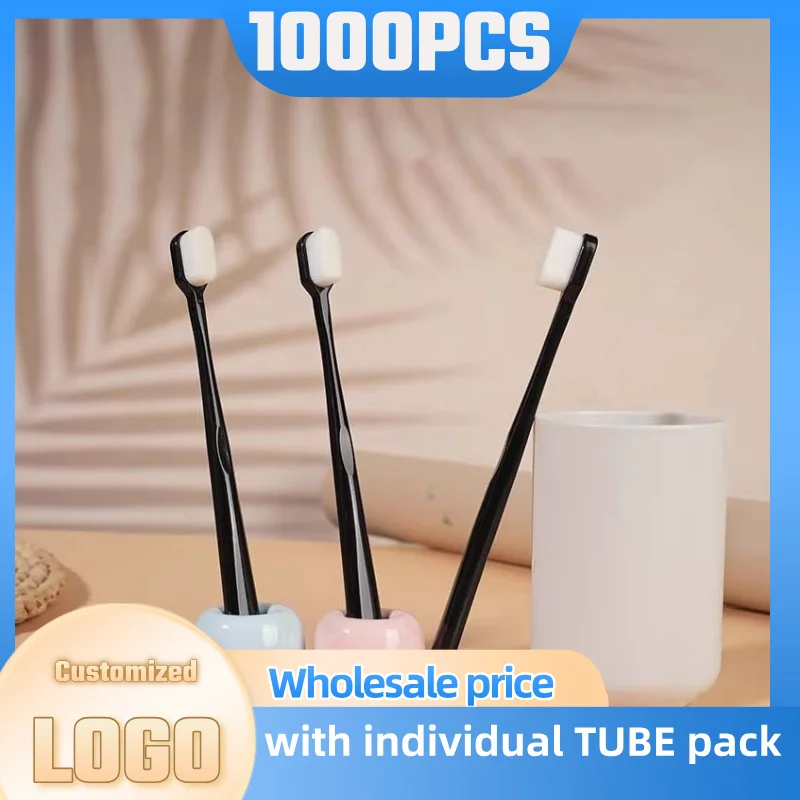 1000Pack Customized Logo Micro-Nano Toothbrushes with 20000 Ultra Soft Bristle,Individual PP Tube Pack