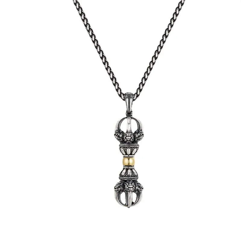 NY Street, with A Touch of Ga Decoration, Black Box Spinning Cylinder Pendant, Traditional Tibetan Style Matching