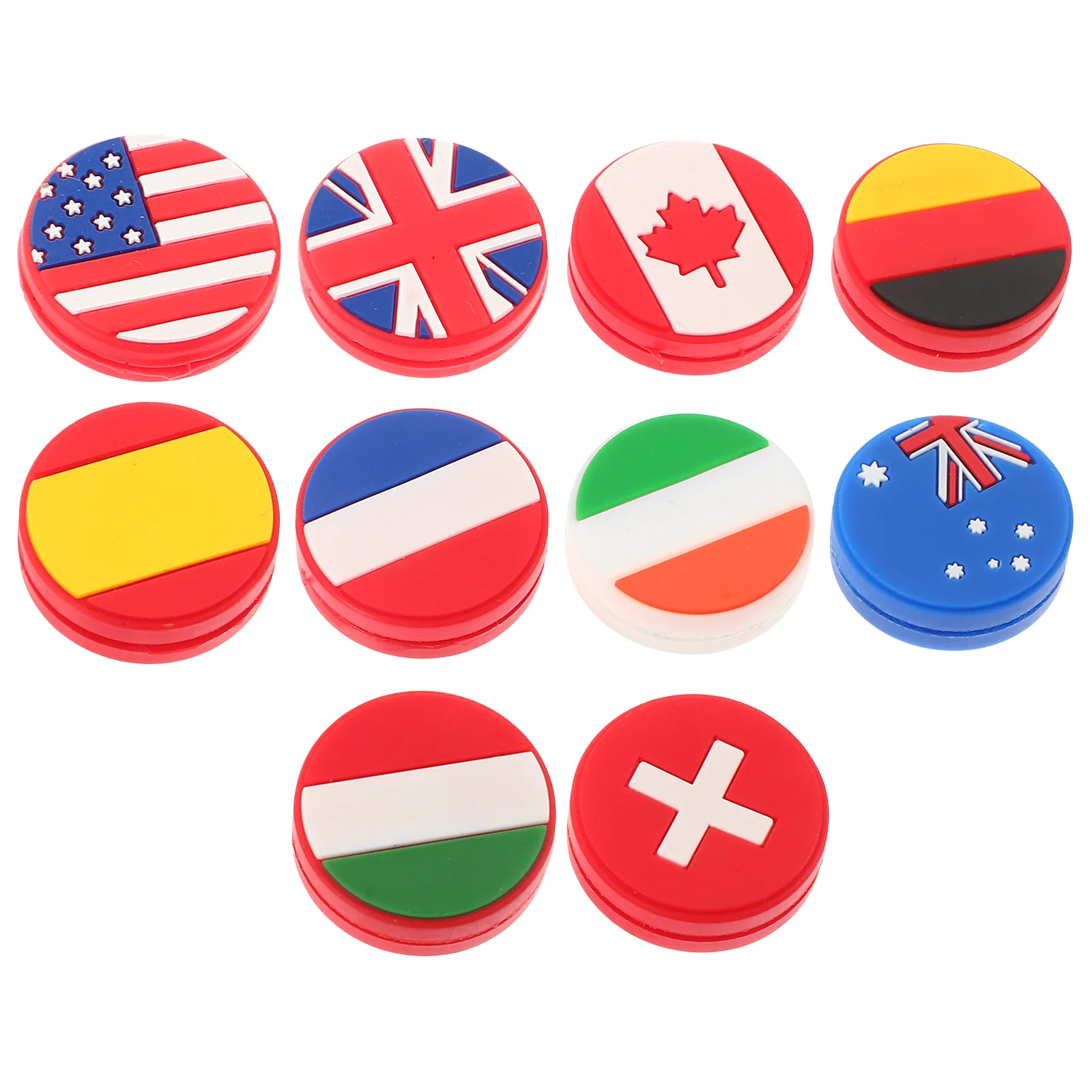 

10Pcs Silicone Tennis Racket Dampeners National Flag Pattern Vibration Absorbers for Professional Players Tennis Absorbers
