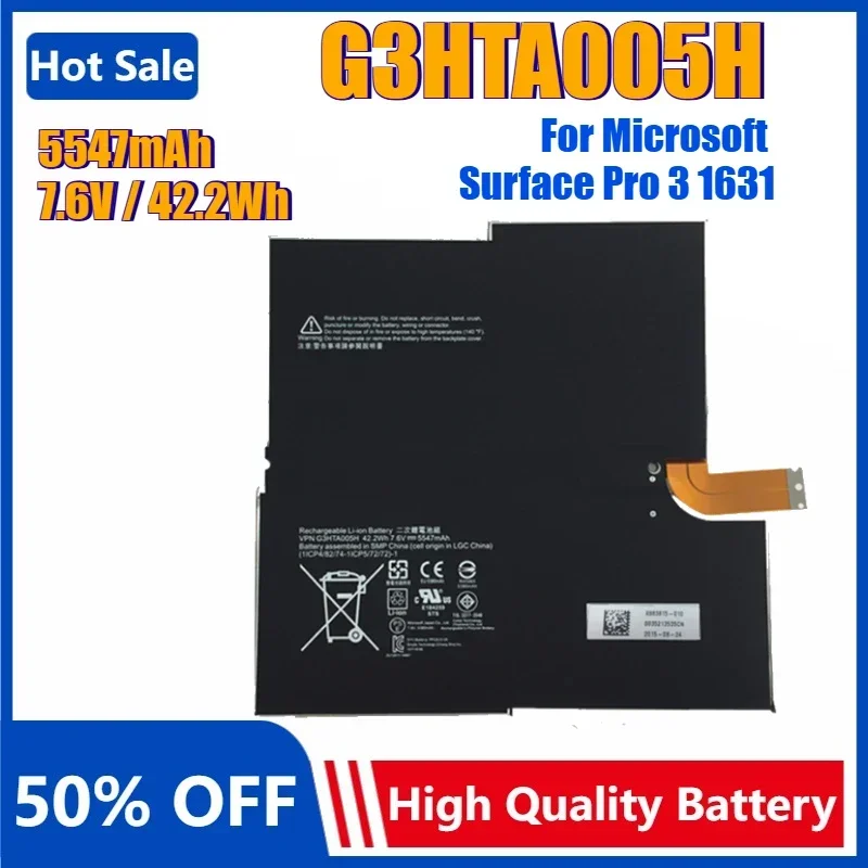 

Новый аккумулятор для ноутбука G3HTA005H G3HTA009H для Microsoft Surface Pro 3 1631 MS011301-PLP22T02 1577-9700