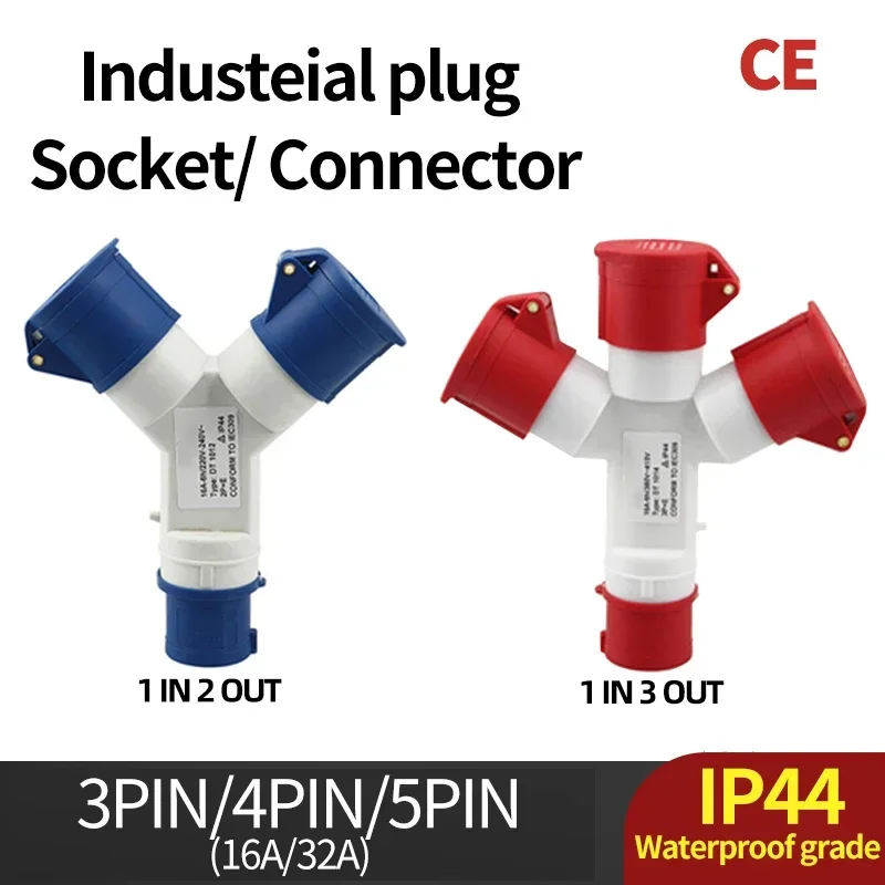 

Industrial plug Y-type multi-function three-way branch socket 1013 waterproof 220v 380V Three-phase electricity 3P4P5P 32A16a