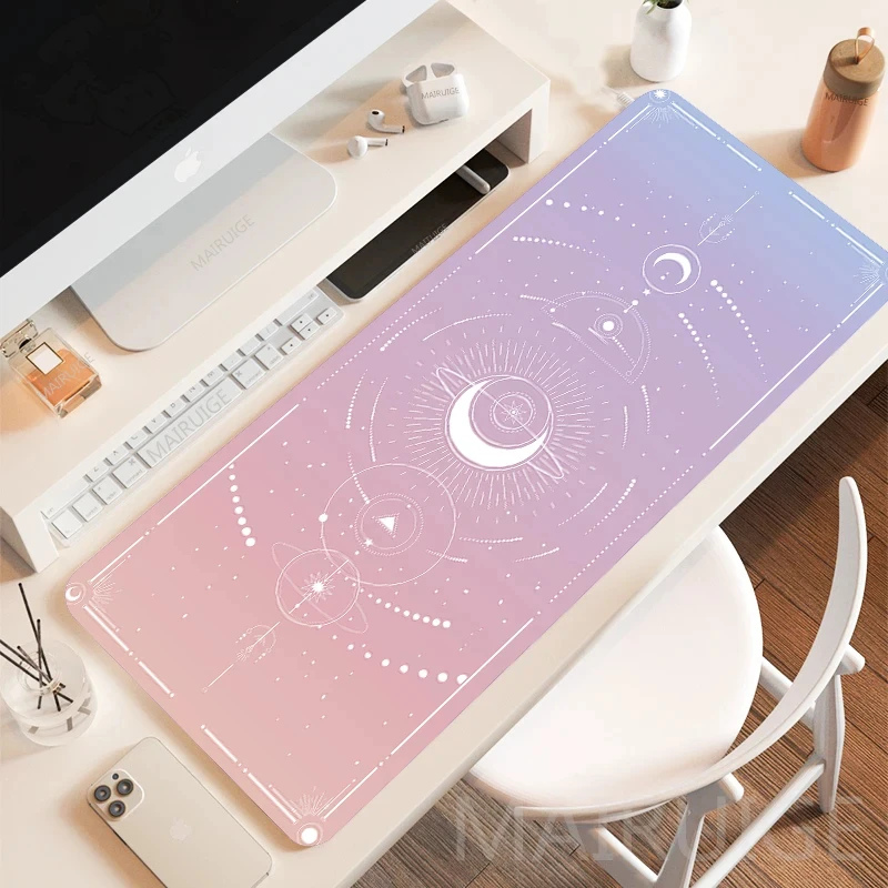 Kawaii Moon Star Mouse Pad Desk Accessories Playmats Cute Lapto Gamer Purple Pink Magic Large Keyboard MouseMat Home Decor