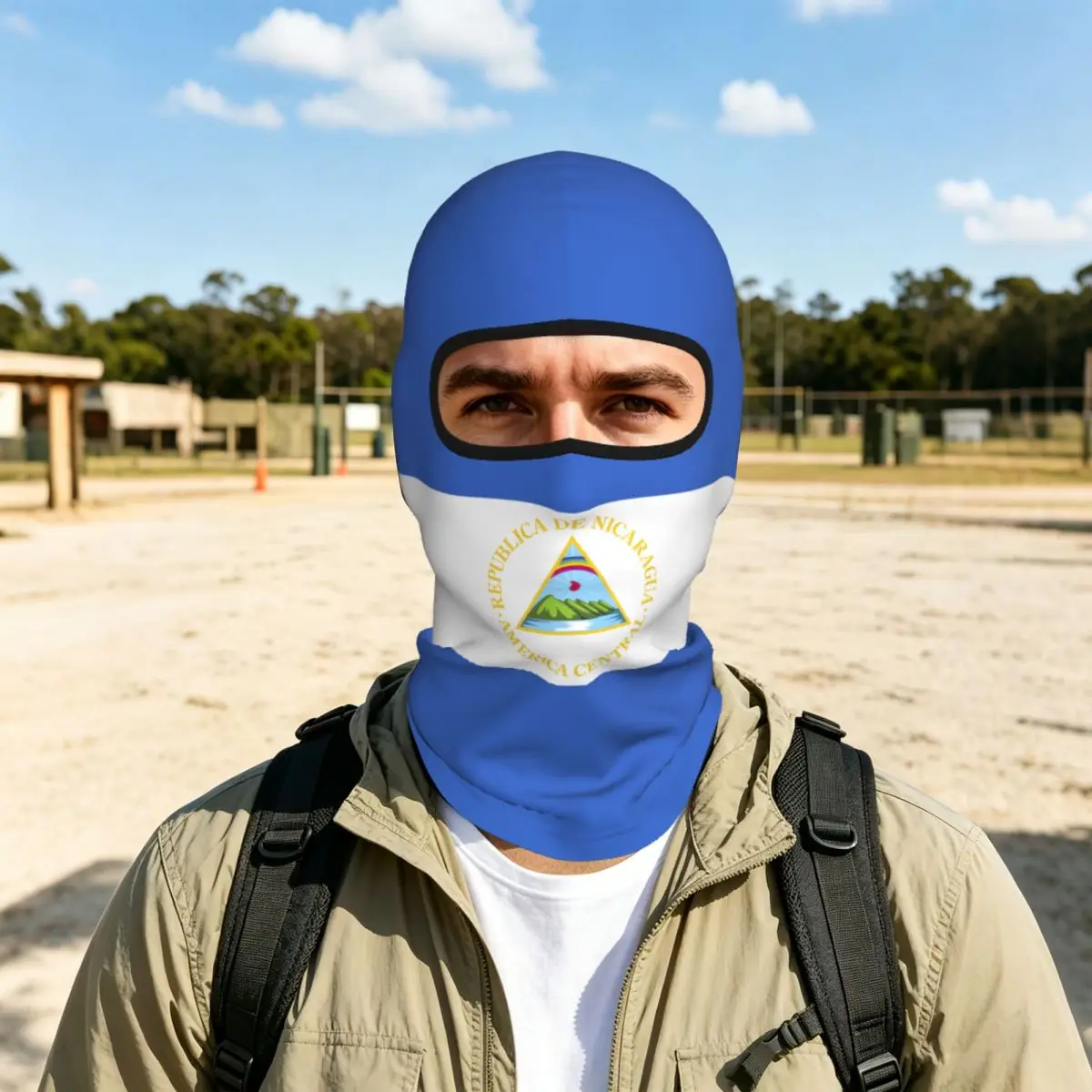 Nicaragua-Flagge Sturmhaube, Vollgesichtsmaske, atmungsaktiv, für Motorrad, Winter, warm, vollständig bedeckende Mützen, winddichte, staubdichte Fahrradmützen
